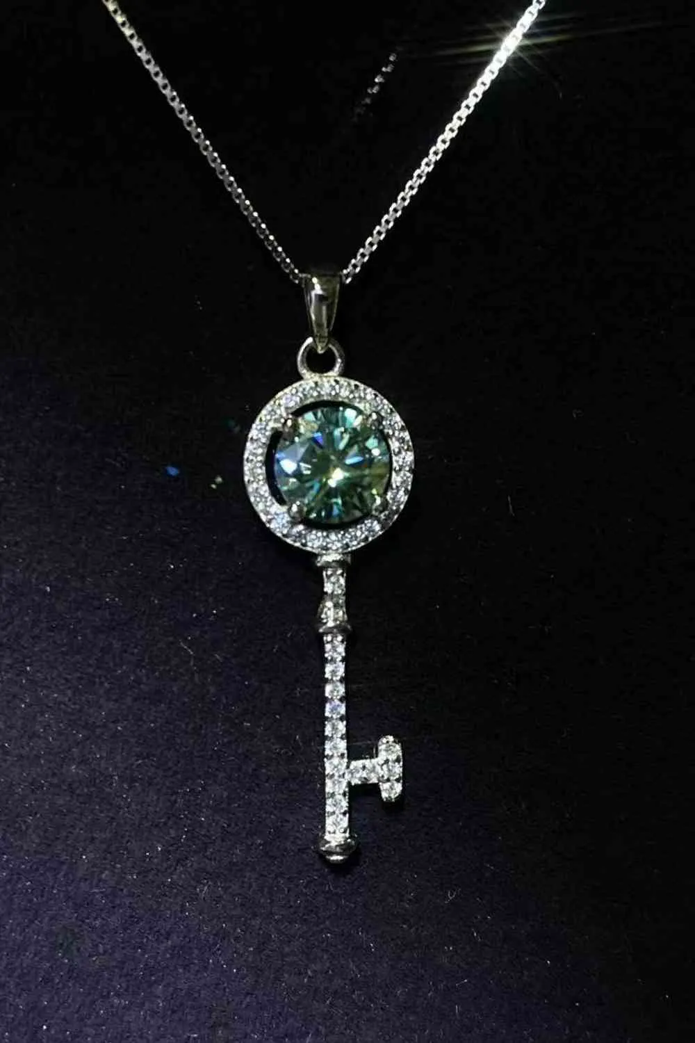 1 Carat Moissanite Key Pendant Necklace