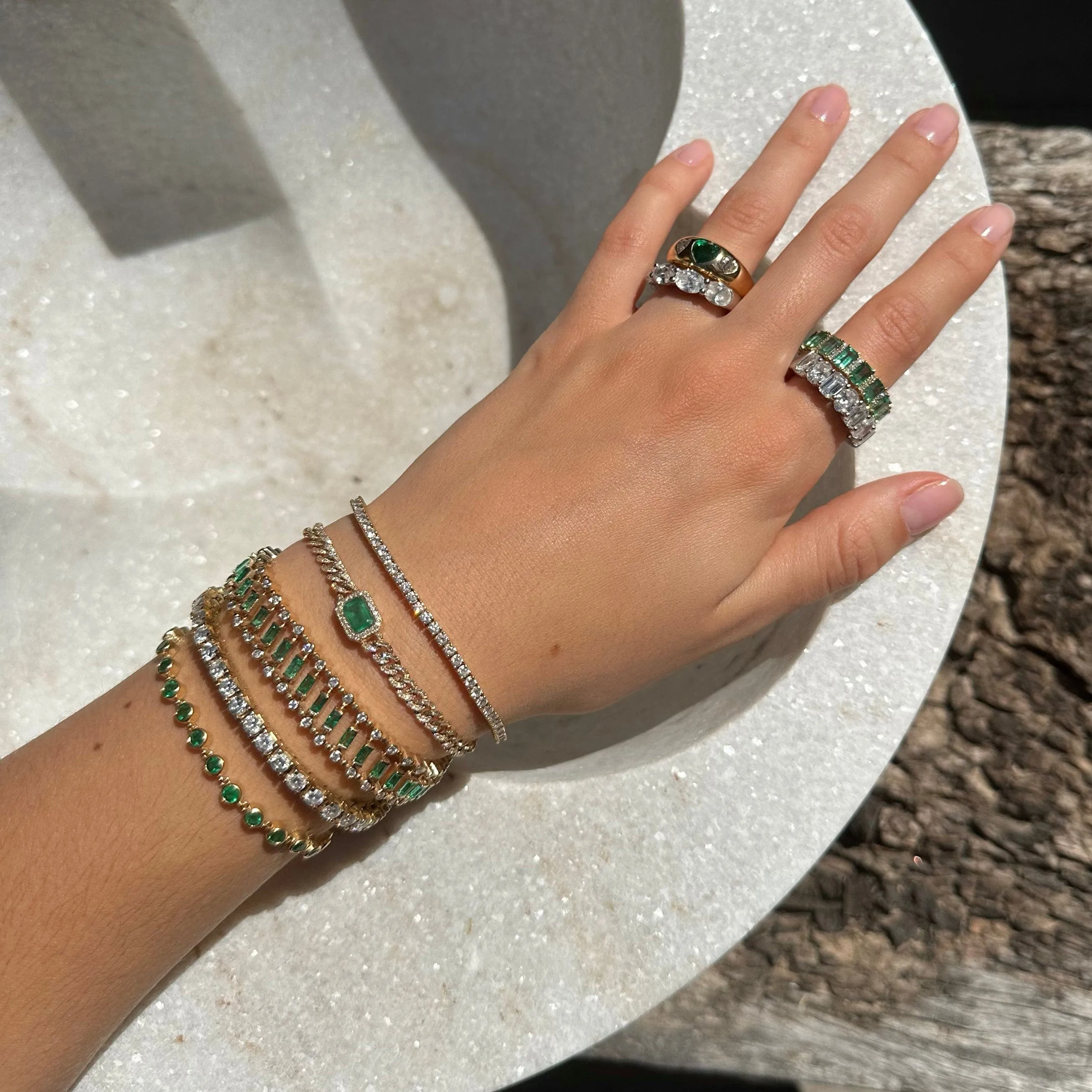 14K & 18K Gold Emerald Baguette Bracelet