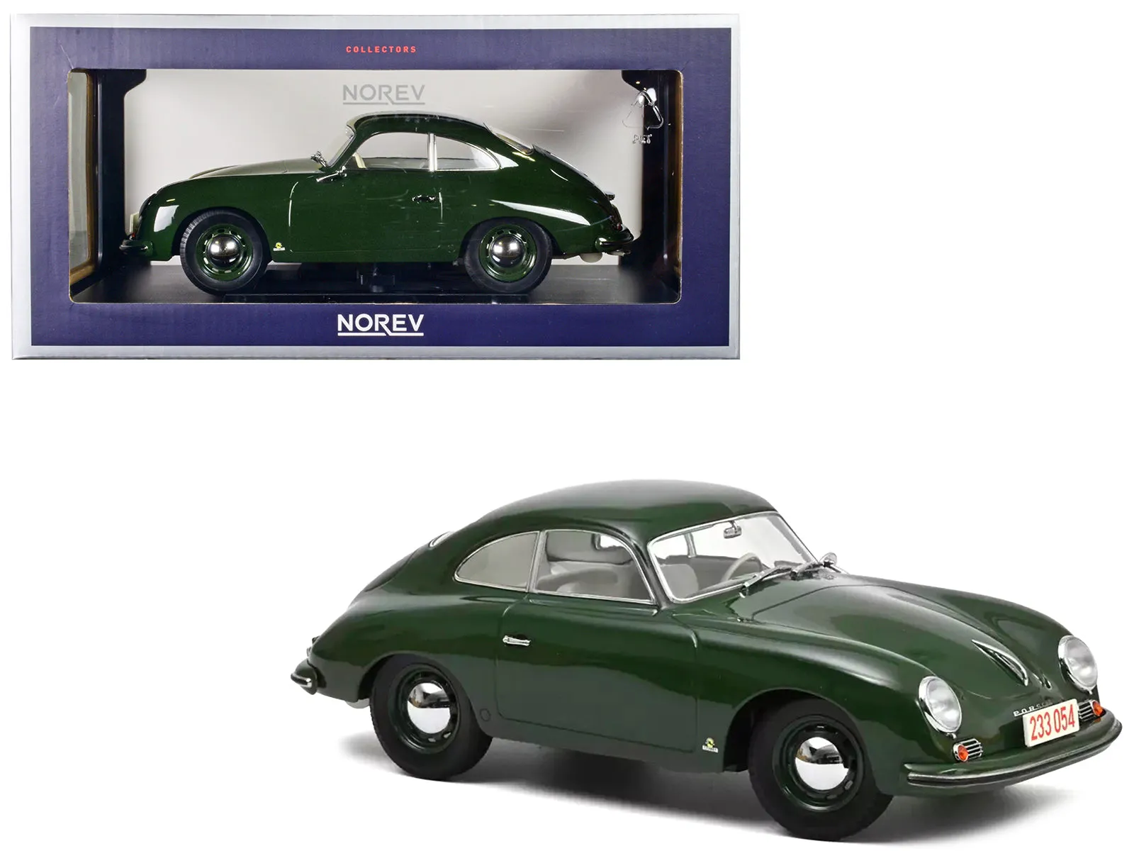 1954 Porsche 356 Coupe Green with White Interior 1/18 Diecast Model Car by Norev