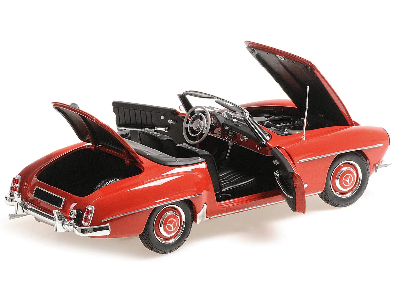 1955 Mercedes-Benz 190 SL Convertible Red (Top Down) 1/18 Diecast Model Car by Minichamps