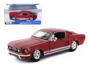 1967 Ford Mustang GT Red with White Stripes 1/24 Diecast Model Car by Maisto