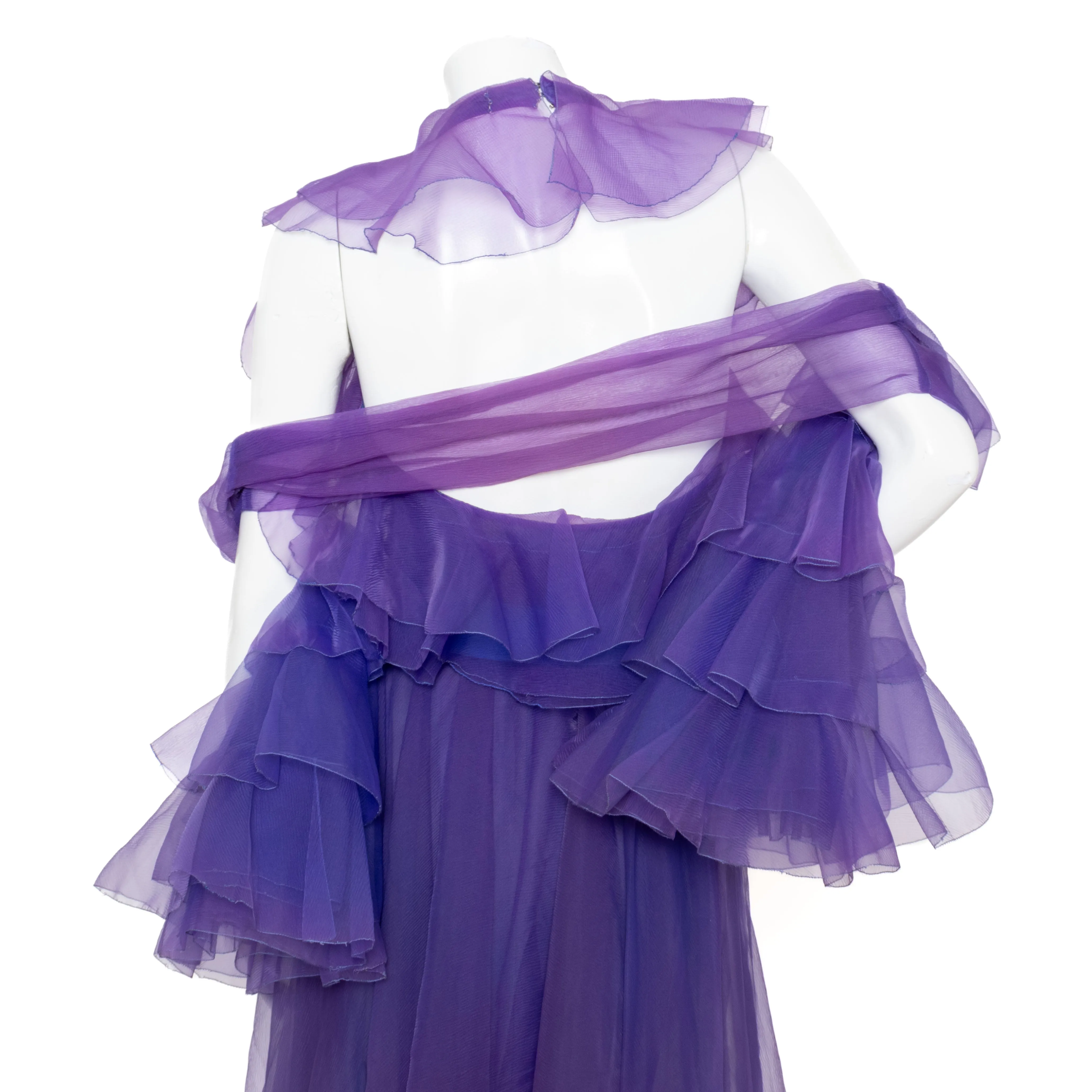 1972 Haute Couture Silk Organza Halter Gown