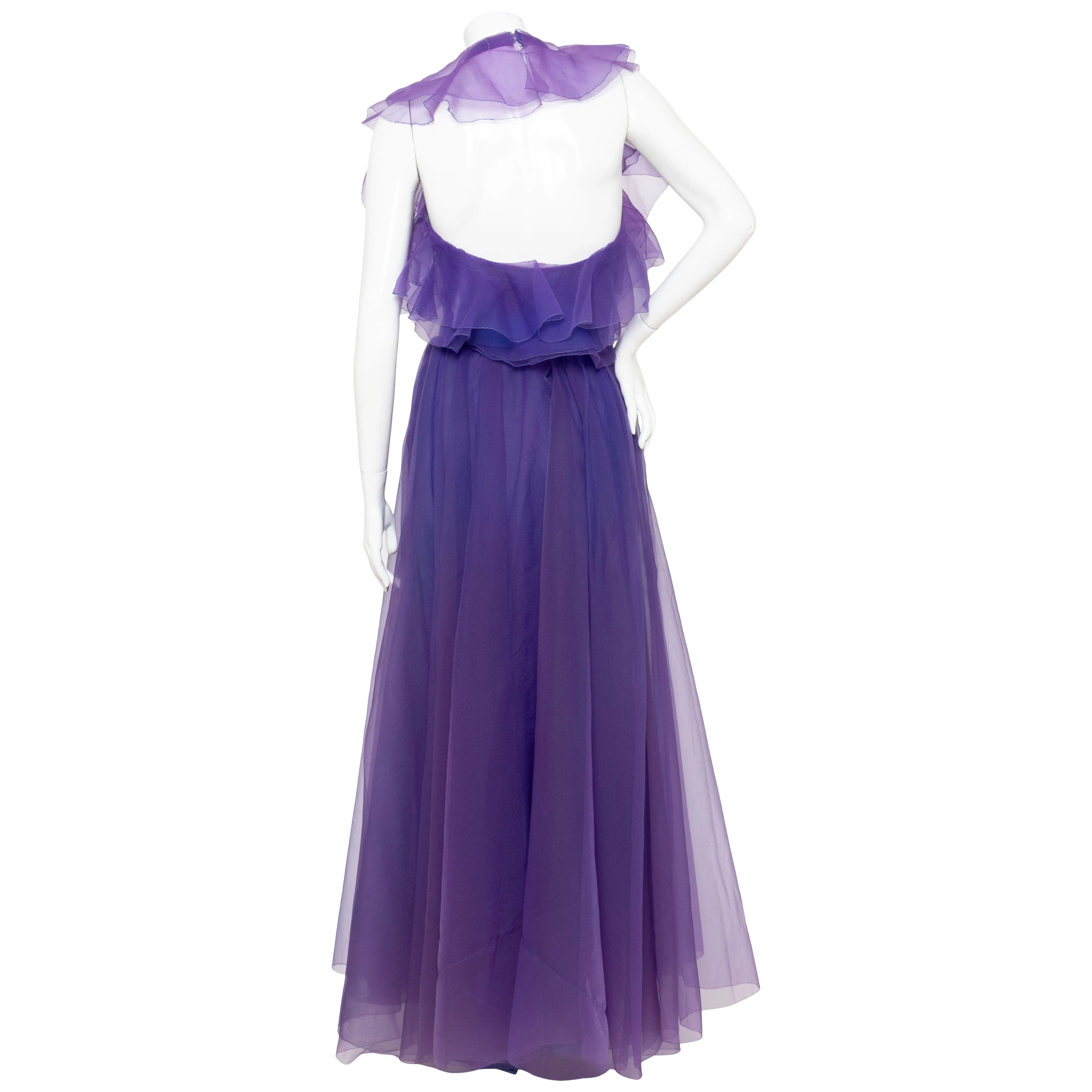 1972 Haute Couture Silk Organza Halter Gown