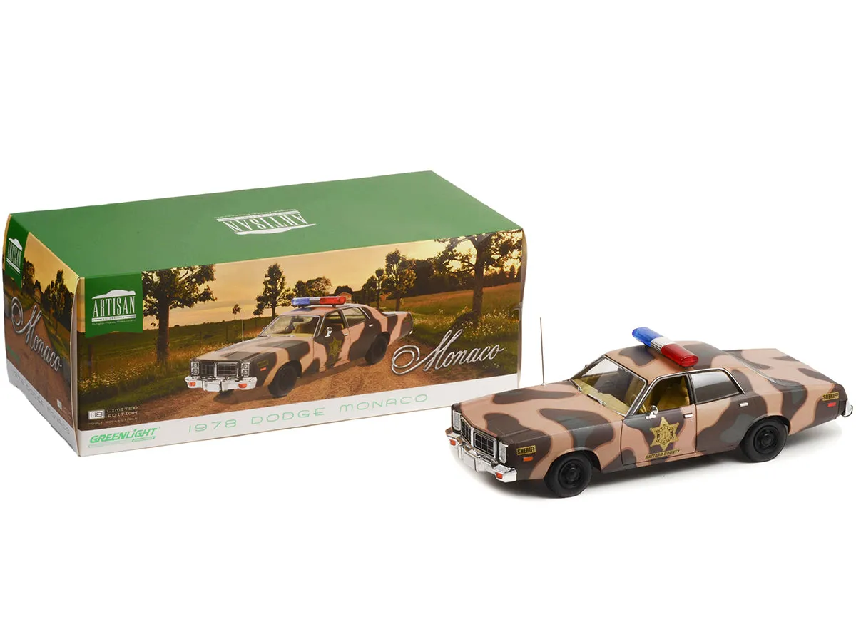 1978 Dodge Monaco Brown Camouflage Hazzard County Sheriff 1/18 Diecast Model Car by Greenlight