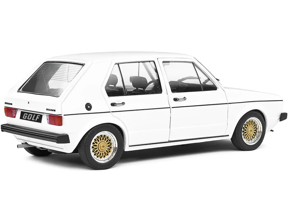 1983 Volkswagen Golf L Custom White with Gold Wheels 1/18 Diecast Model Car by Solido