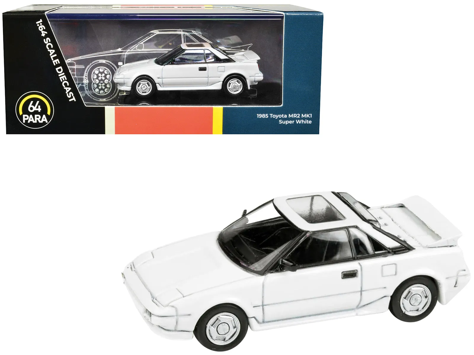 1985 Toyota MR2 MK1 Super White with Sunroof 1/64 Diecast Model Car by Paragon Models