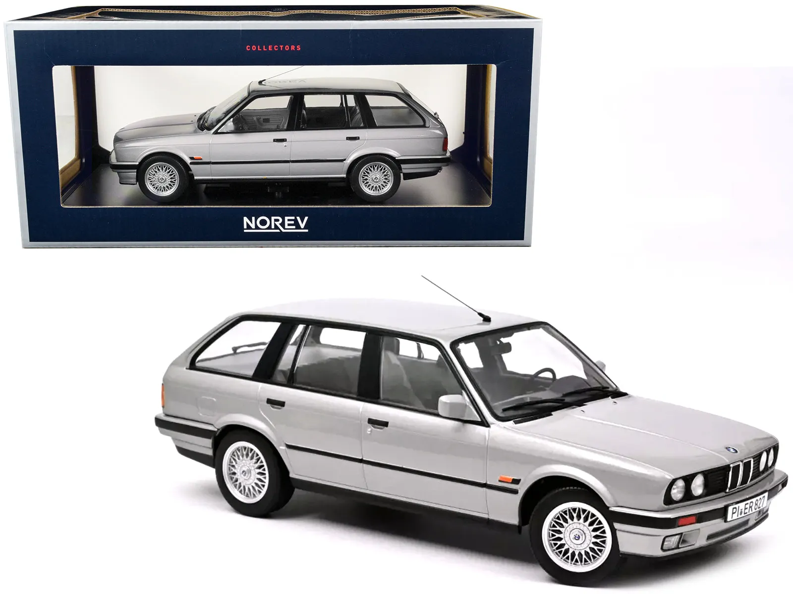 1991 BMW 325i Touring Silver Metallic 1/18 Diecast Model Car by Norev