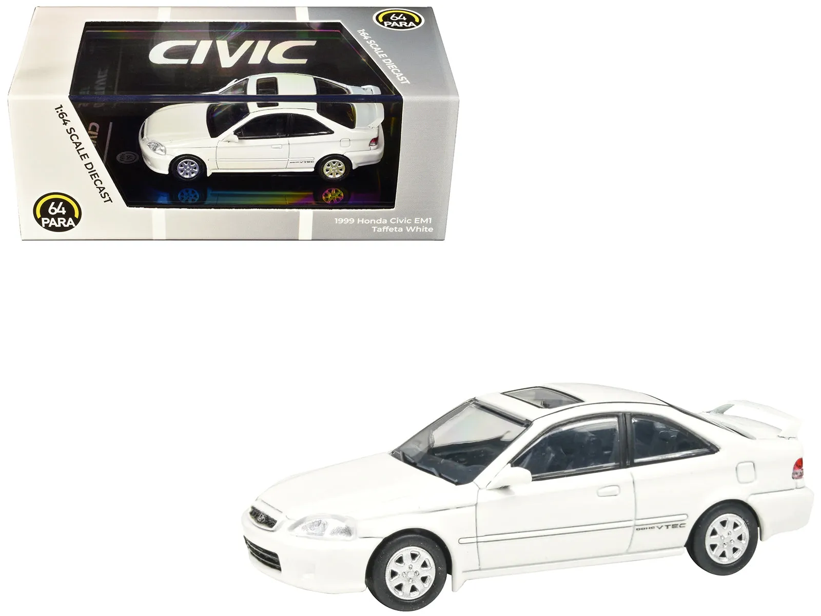 1999 Honda Civic Si EM1 Taffeta White with Sunroof 1/64 Diecast Model Car by Paragon Models