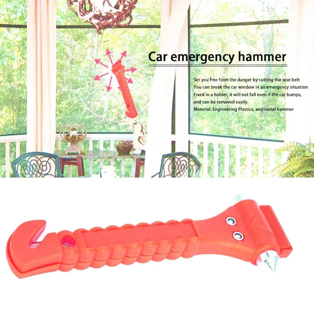 2 in 1 Mini Car Safety Hammer Life Saving Escape Emergency Hammer Seat Belt Cutter Window Glass Breaker Car Rescue Red Hammers