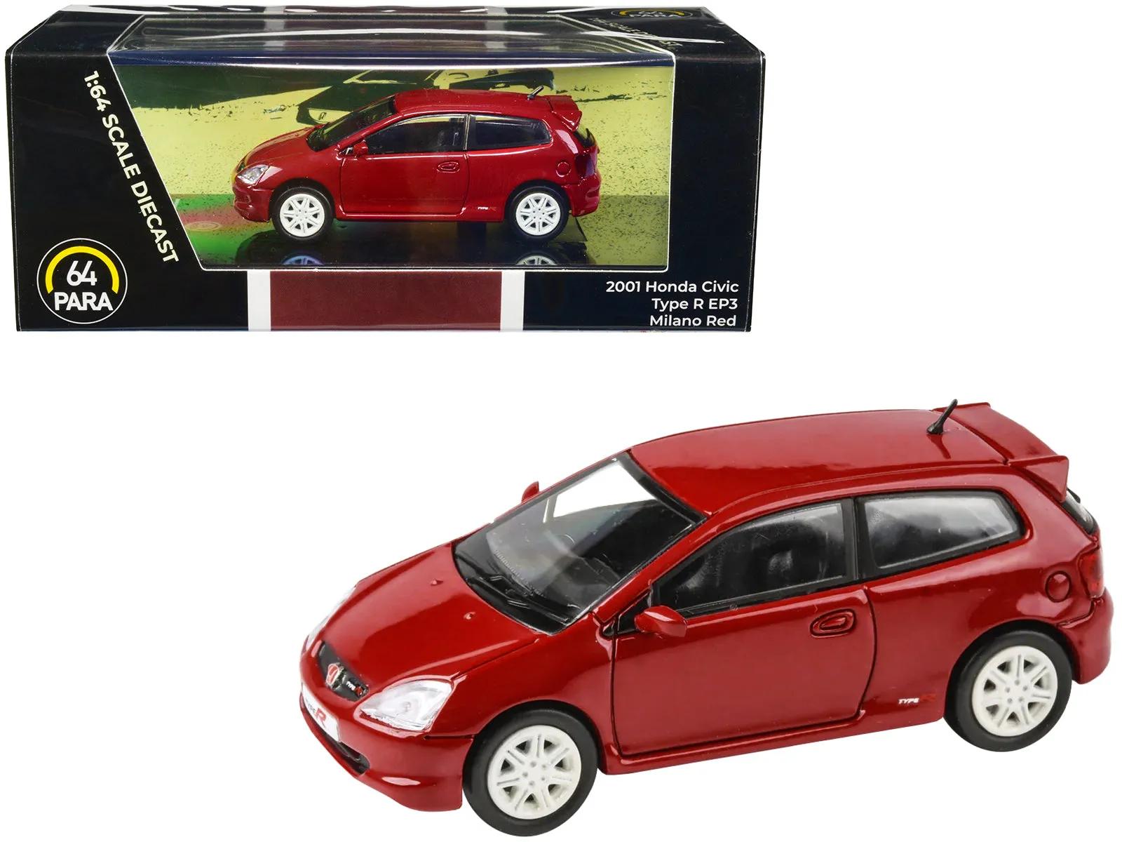 2001 Honda Civic Type R EP3 Milano Red 1/64 Diecast Model Car by Paragon Models