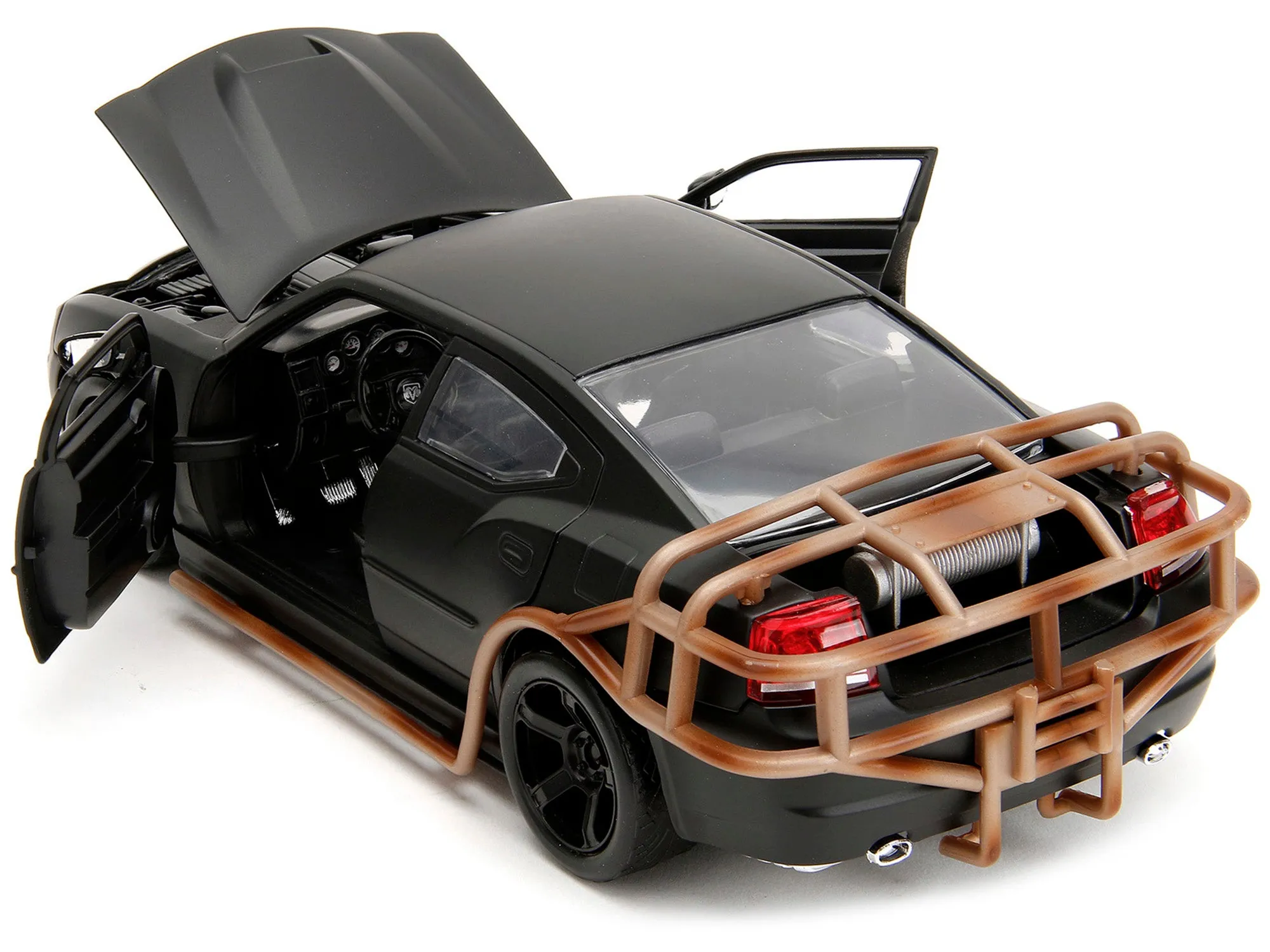 2006 Dodge Charger Matt Black with Outer Cage Fast & Furious Movie 1/24 Diecast Model Car by Jada