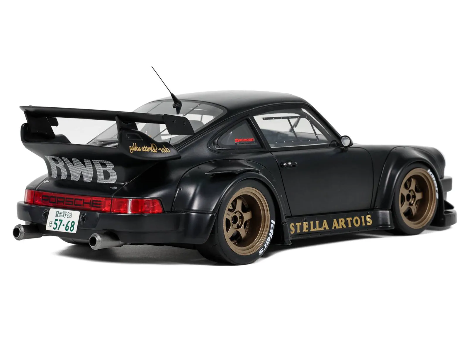 2008 RWB Bodykit Stella Artois Matt Black 1/18 Model Car by GT Spirit