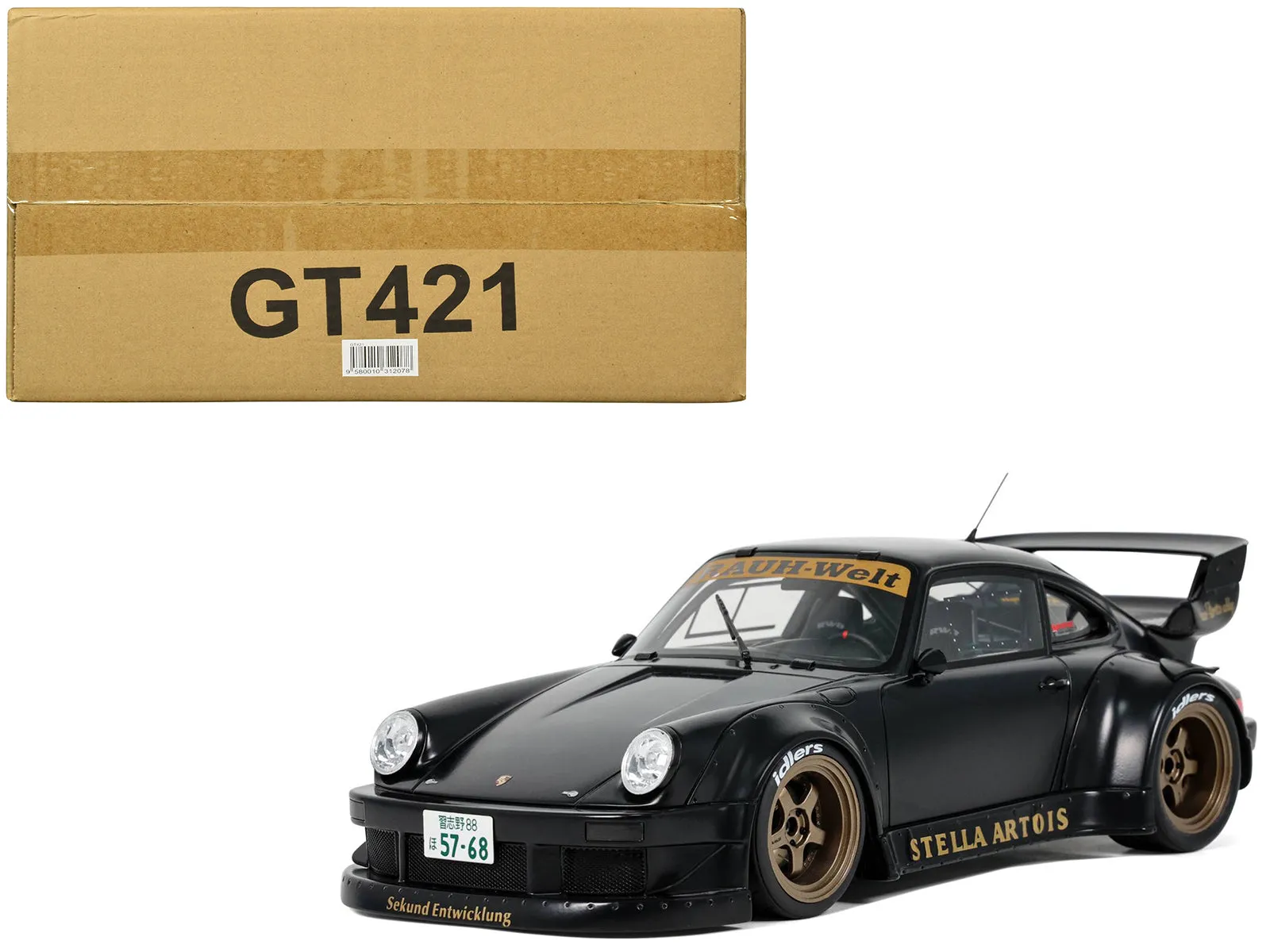 2008 RWB Bodykit Stella Artois Matt Black 1/18 Model Car by GT Spirit