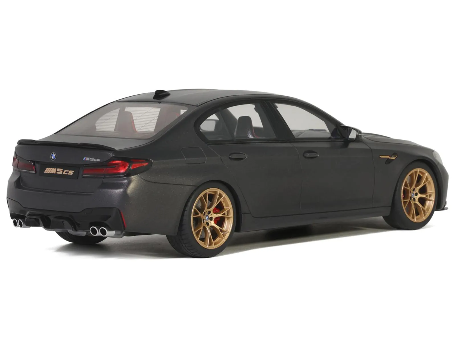 2021 BMW M5 CS Black Metallic with Gold Wheels 1/18 Model Car by GT Spirit