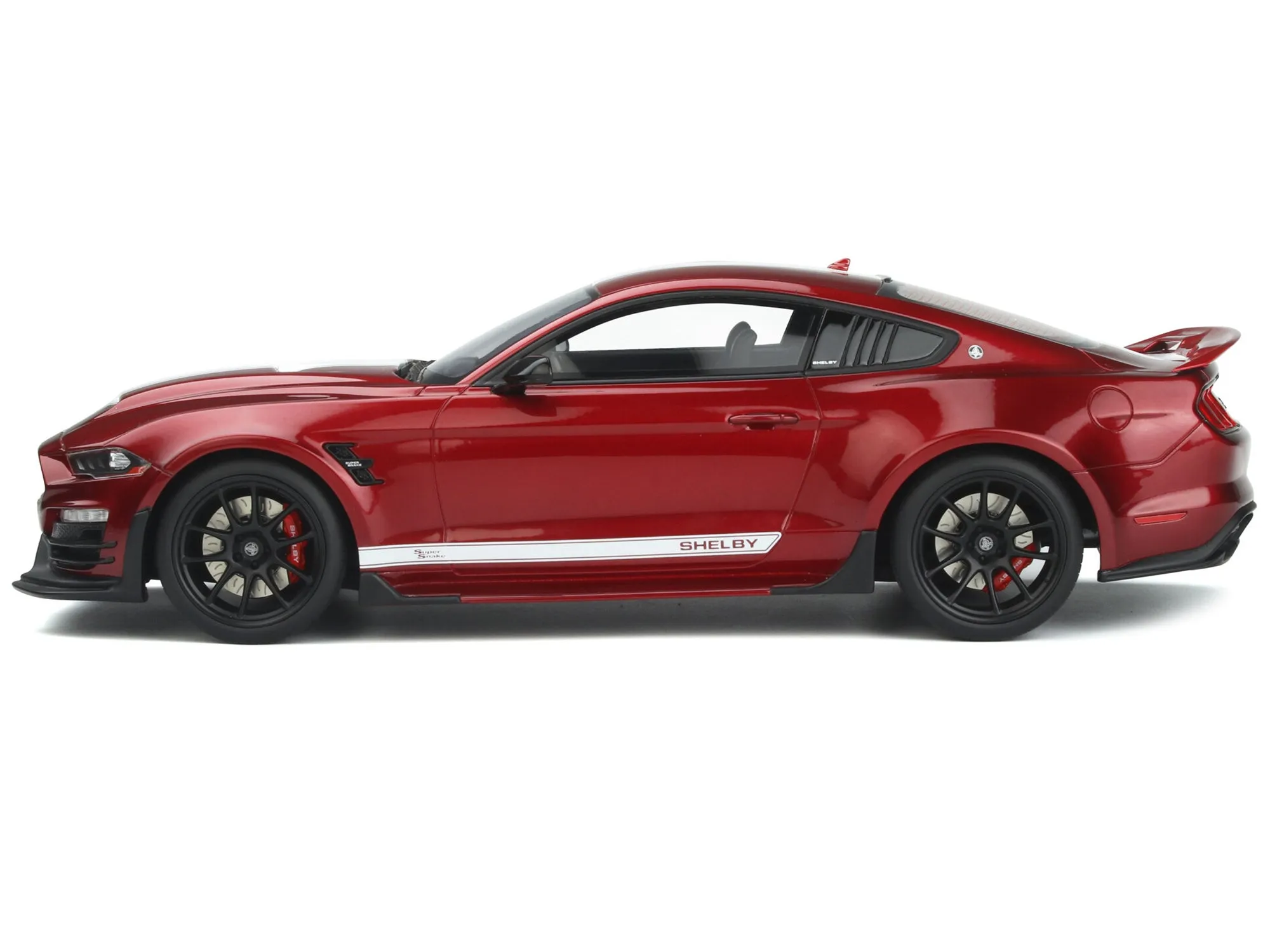 2021 Shelby Super Snake Coupe Red Metallic with White Stripes 1/18 Model Car by GT Spirit