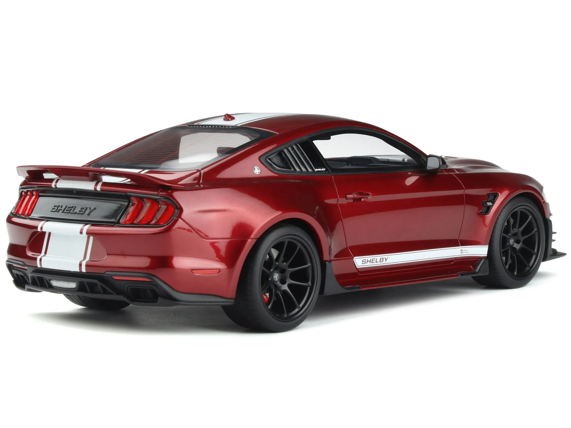 2021 Shelby Super Snake Coupe Red Metallic with White Stripes 1/18 Model Car by GT Spirit