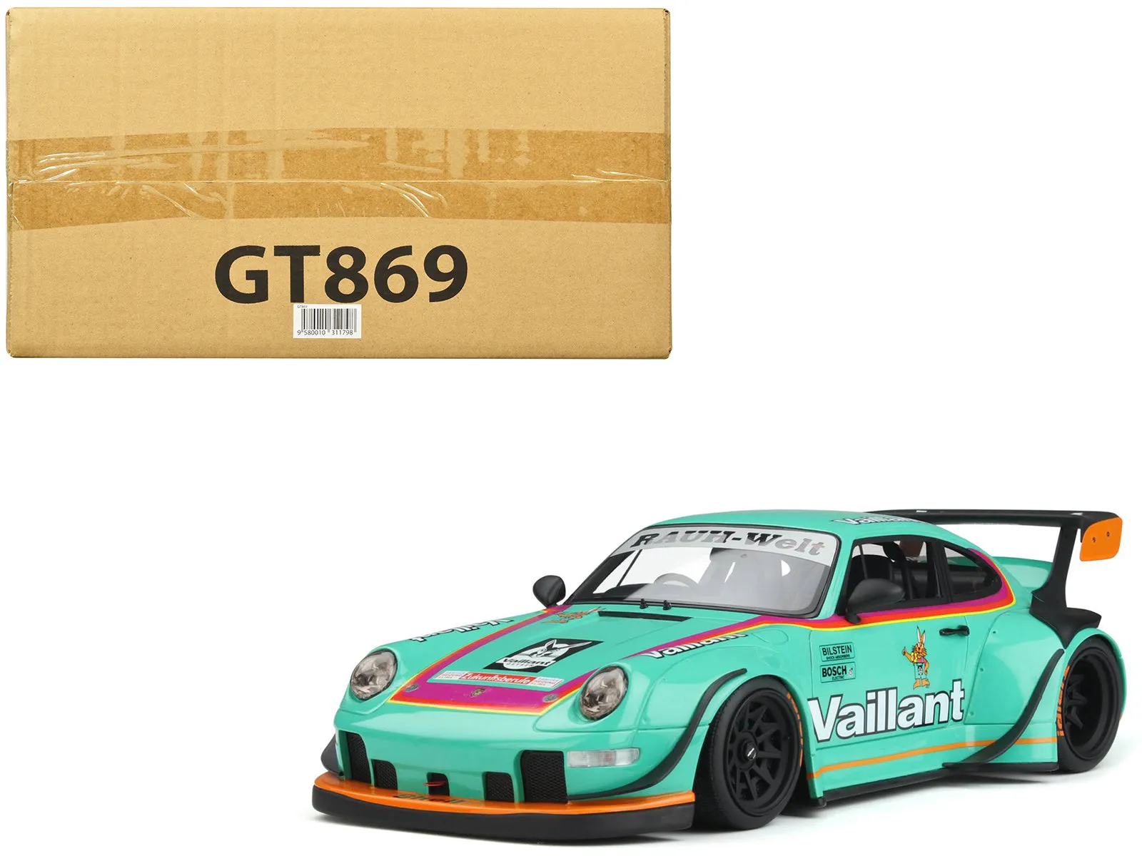 2022 RWB Bodykit Vaillant Light Green with Graphics 1/18 Model Car by GT Spirit