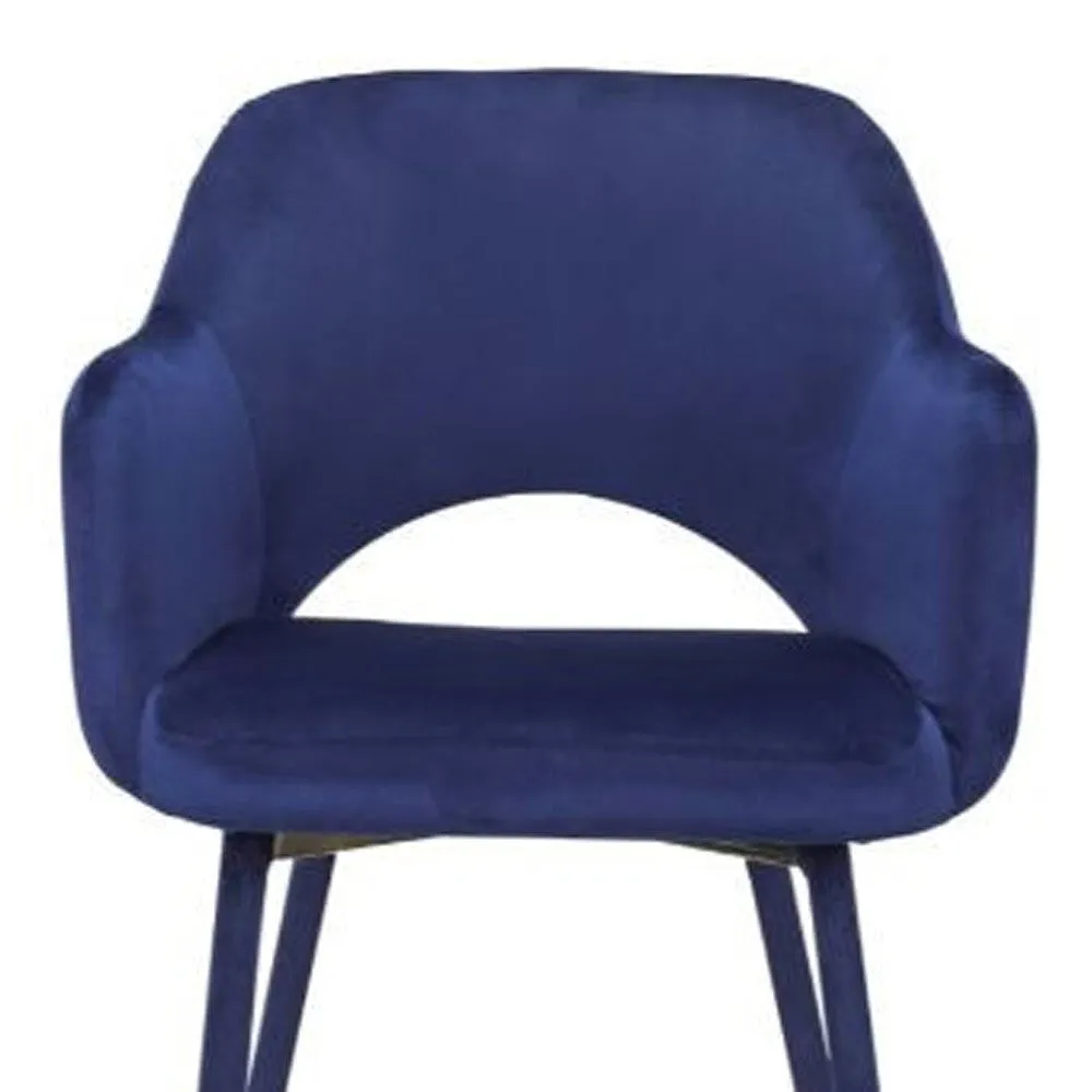 22 Ocean Blue Velvet And Gold Solid Color Parsons Chair