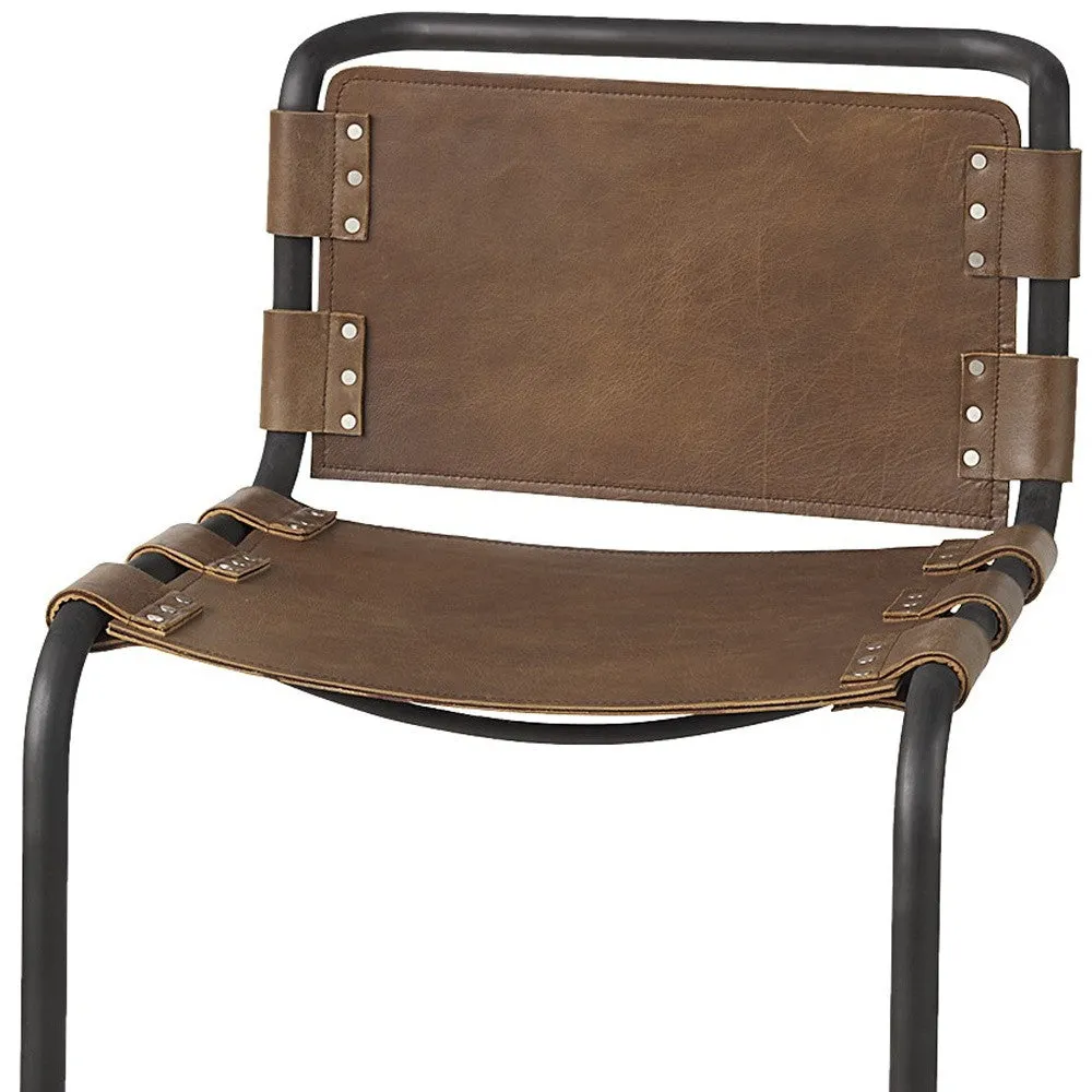 29 Brown And Black Steel Bar Chair