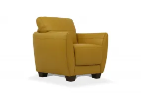 33 Mustard Genuine Leather And Black Arm Chair