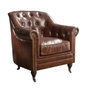 34 Top Grain Leather And Brown Tufted Chesterfield Chair