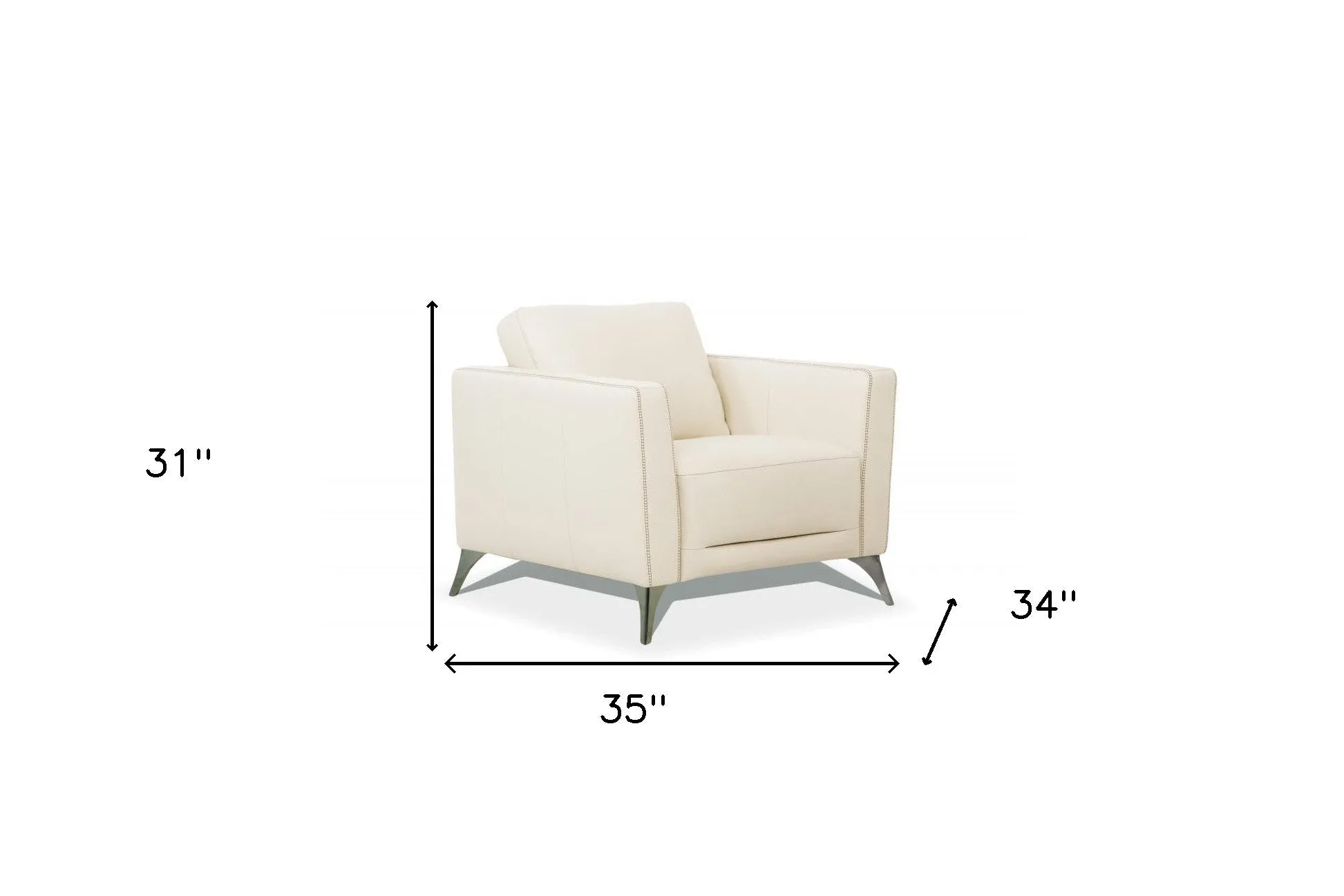 35 Cream Genuine Leather And Black Arm Chair