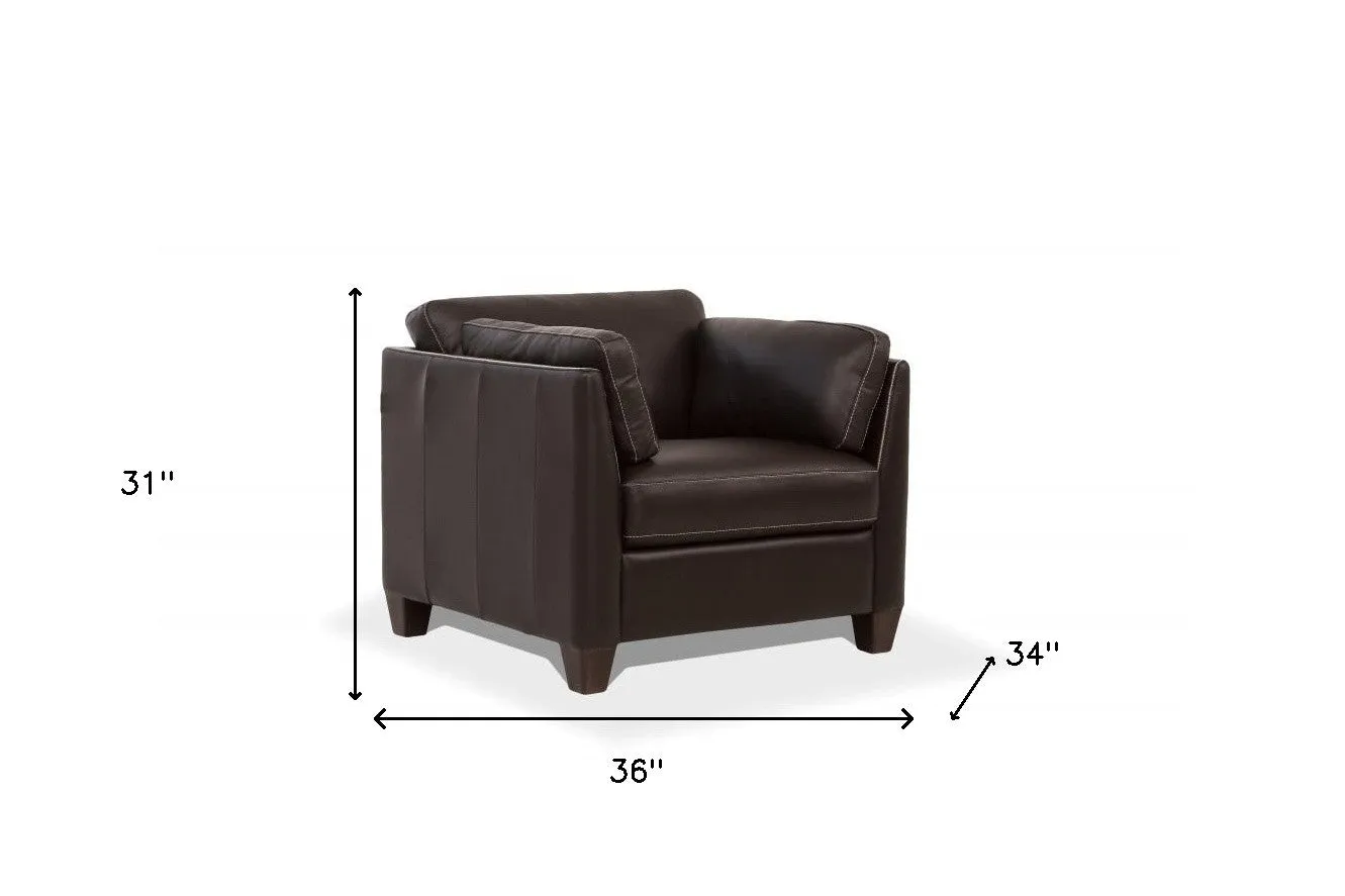 36 Chocolate Genuine Leather And Black Arm Chair