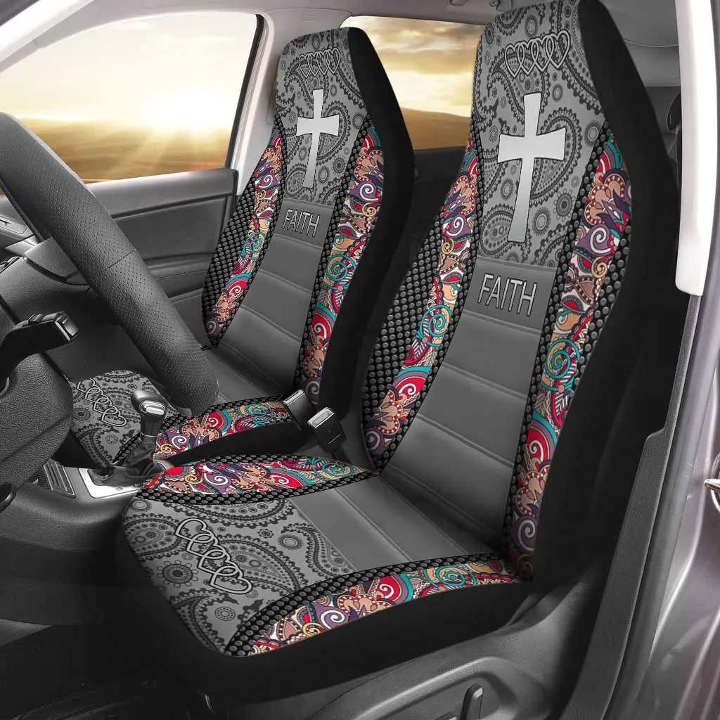 3D All Over Printed Faith Seat Covers Faith Over Fear Car Seat Covers