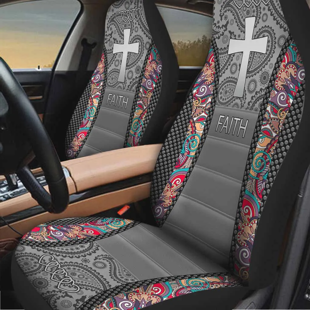 3D All Over Printed Faith Seat Covers Faith Over Fear Car Seat Covers