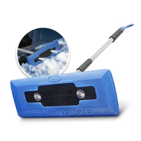 4-In-1 Telescoping Snow Broom   Ice Scraper | 18-Inch Foam Head | Headlights (Blue)