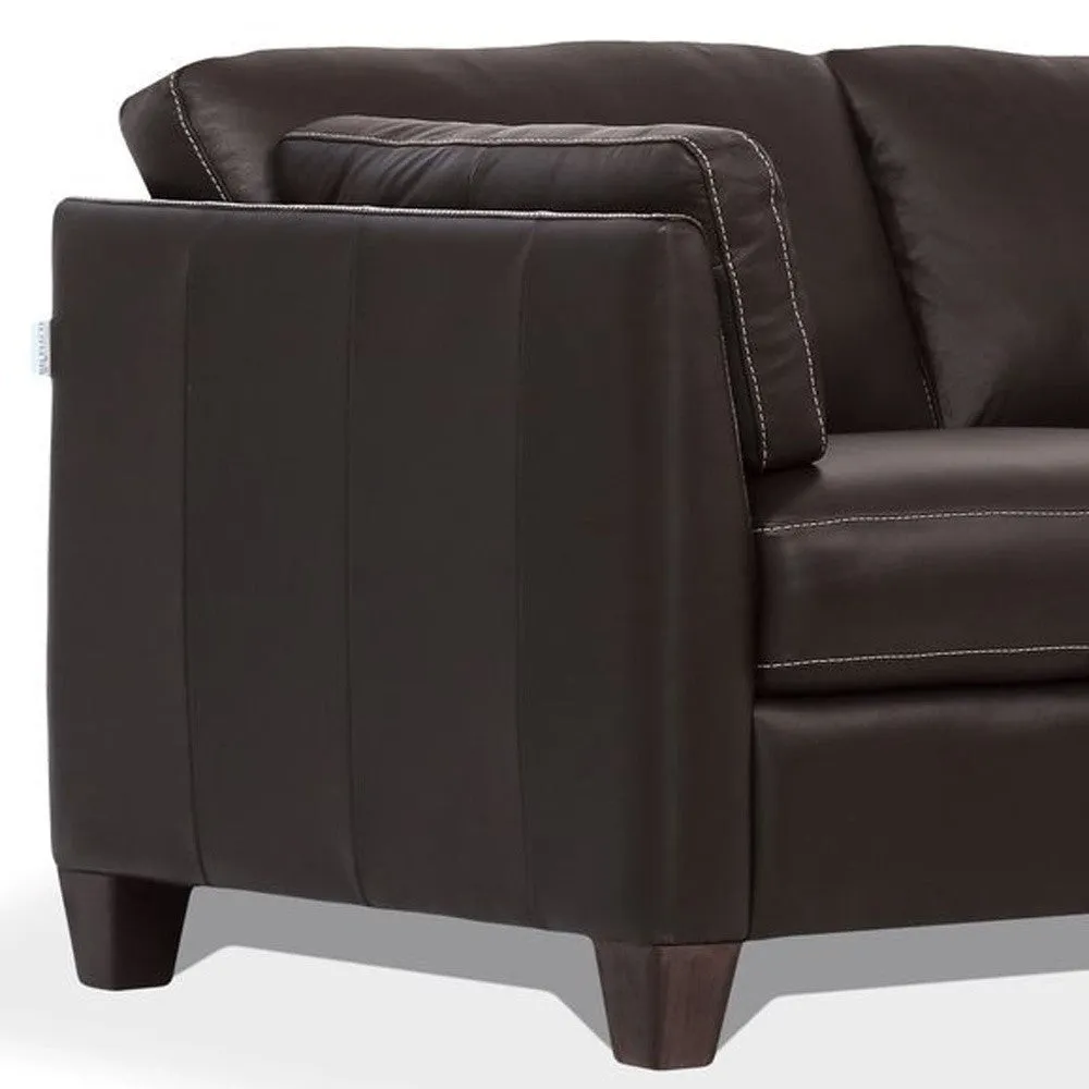 59 Chocolate And Brown Leather Loveseat