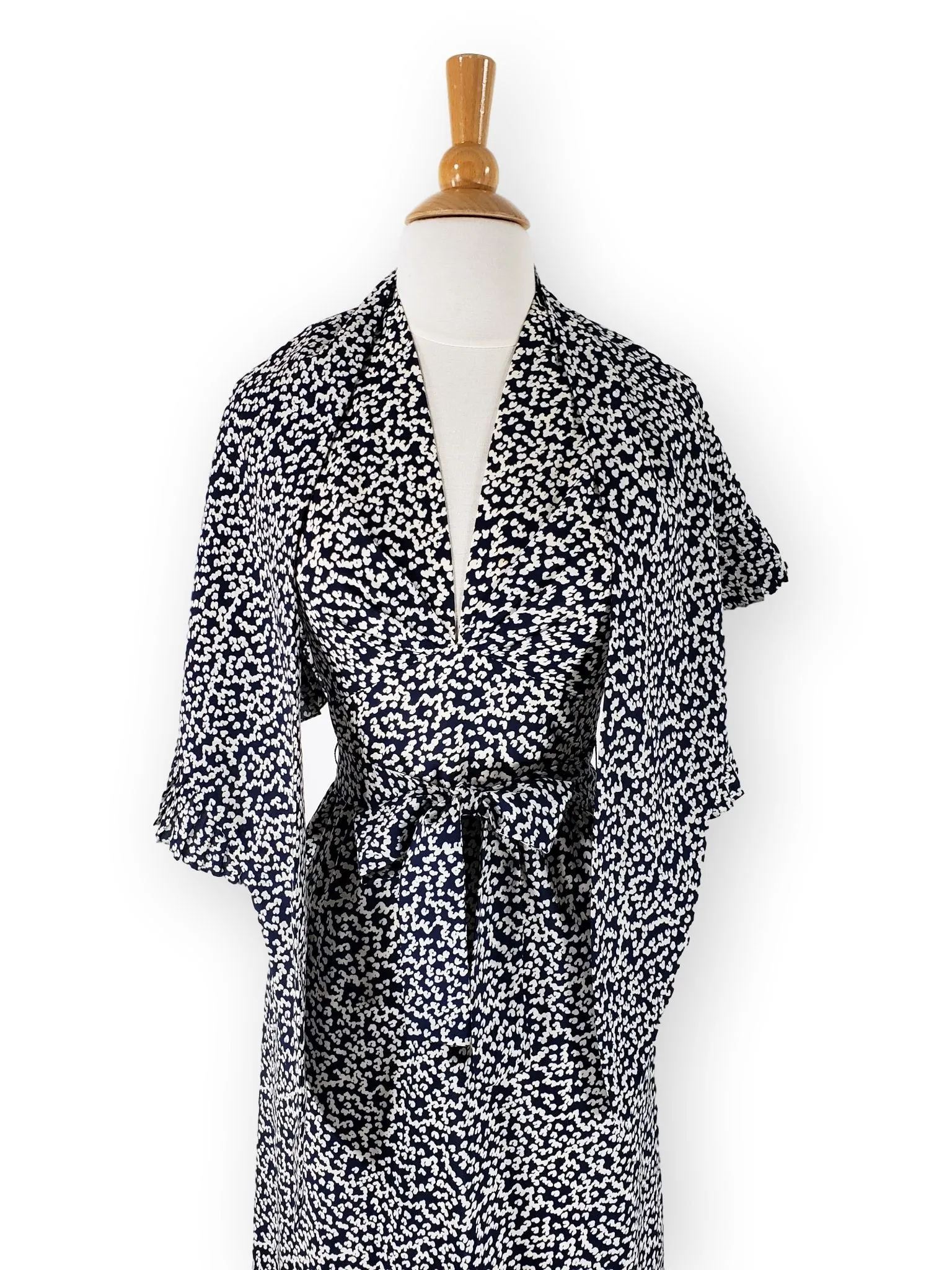 70s Dress & Shawl Set in Navy Blue and White - sm