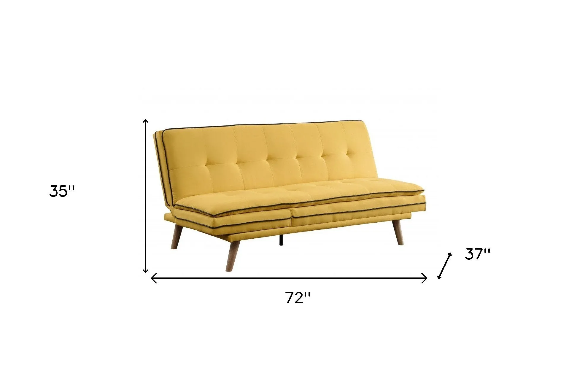 72 Yellow Linen And Brown Sofa