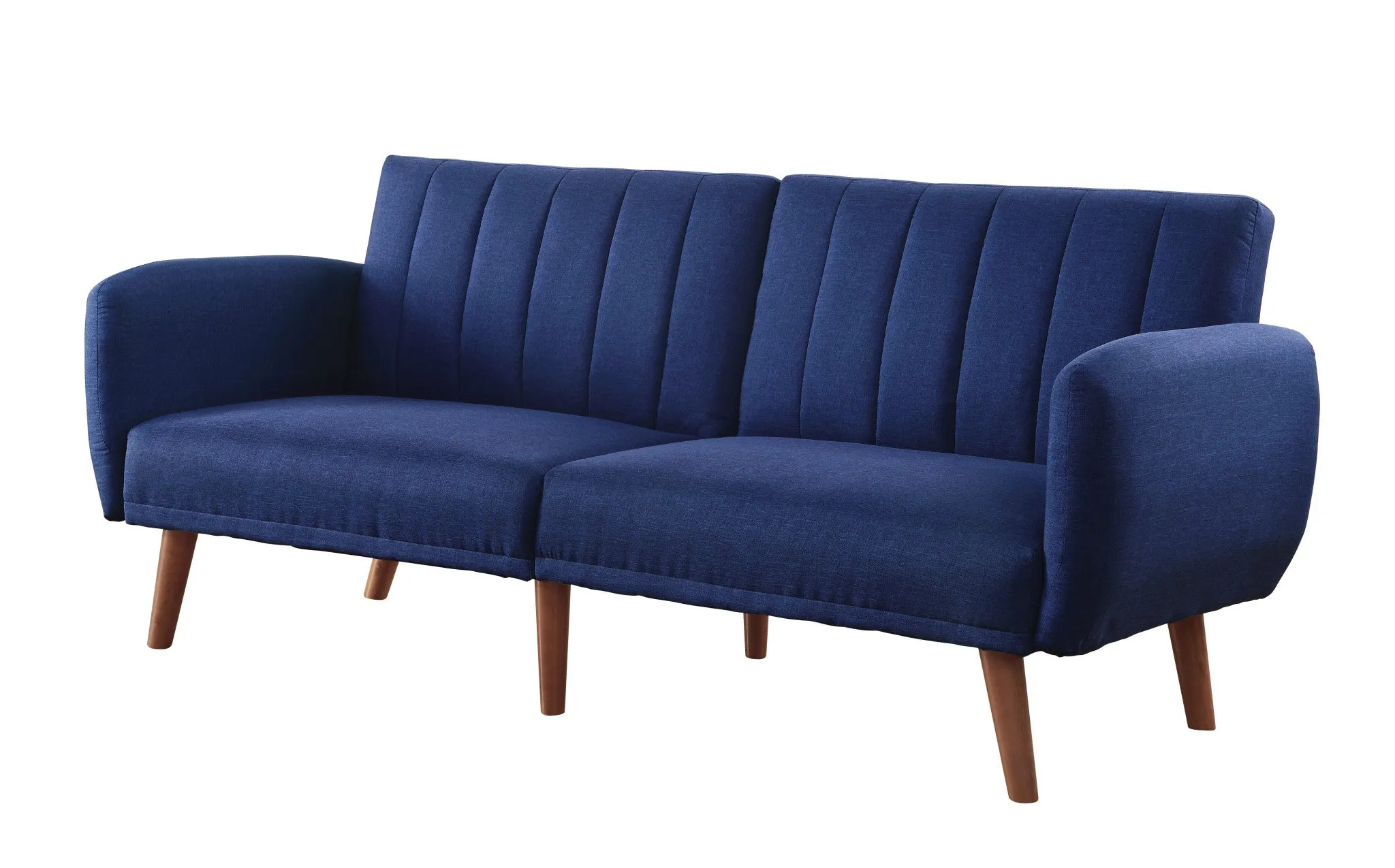 76 Blue Linen And Wood Brown Sleeper Sofa