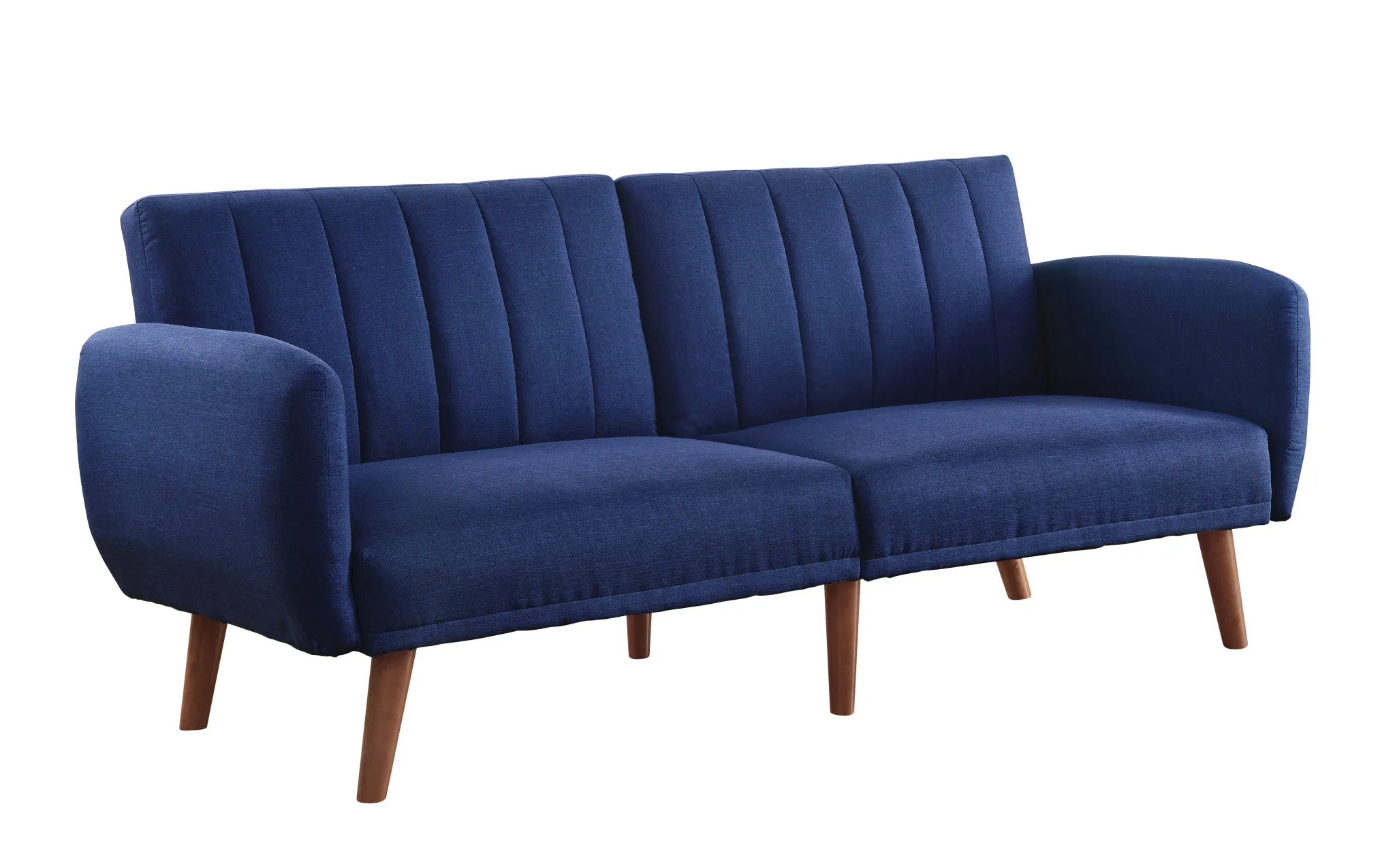 76 Blue Linen And Wood Brown Sleeper Sofa