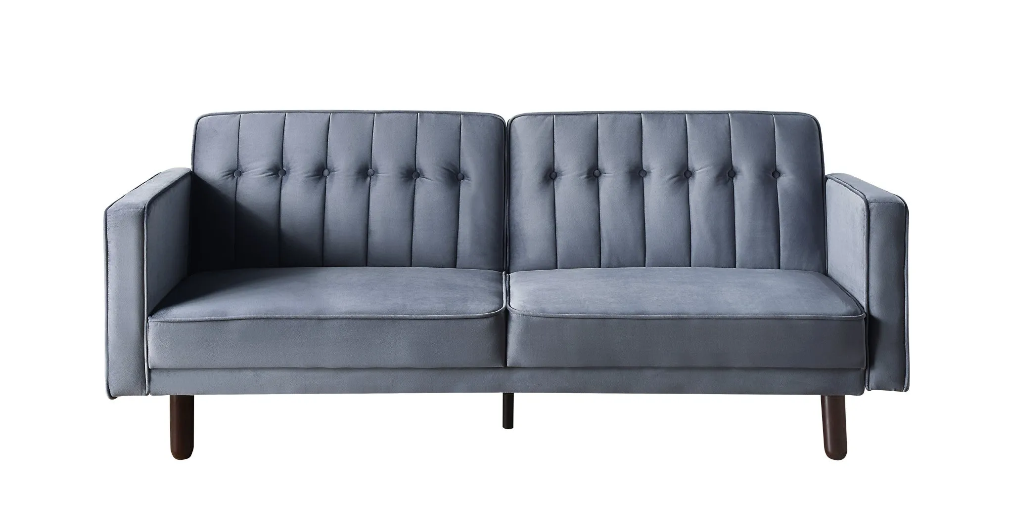 79 Dark Gray Velvet And Black Sleeper Sofa