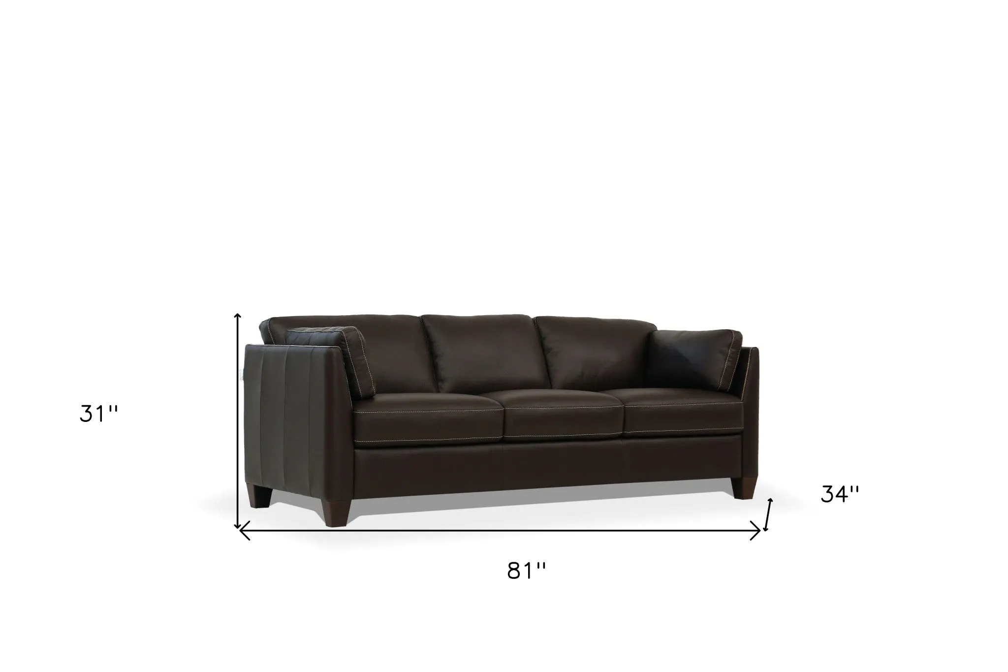 81 Chocolate Leather And Black Sofa