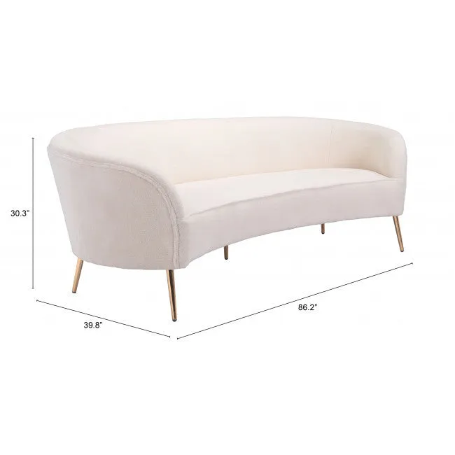 86 White And Gold Polyester Sofa