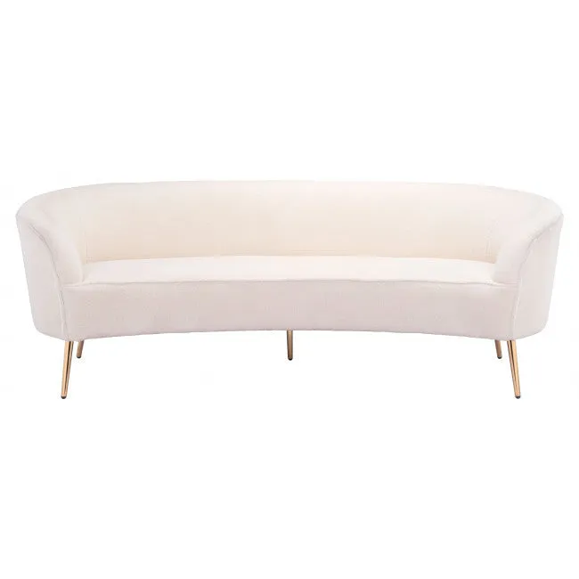 86 White And Gold Polyester Sofa