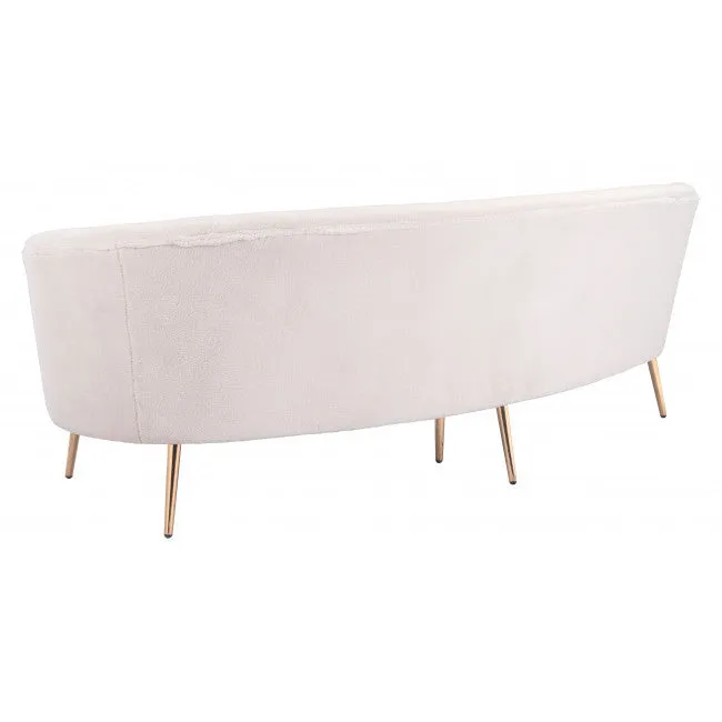 86 White And Gold Polyester Sofa