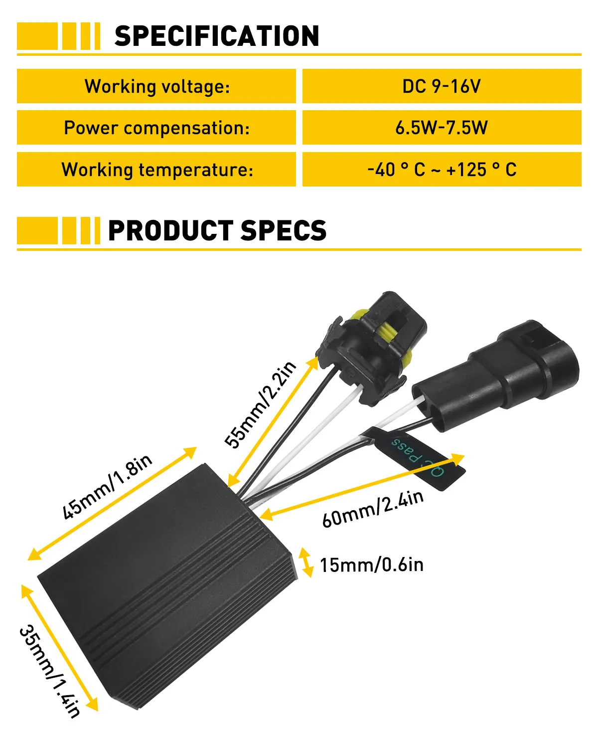 9005 HB3 Canbus Adapter Anti-Flicker Warning Canceler for LED Headlight