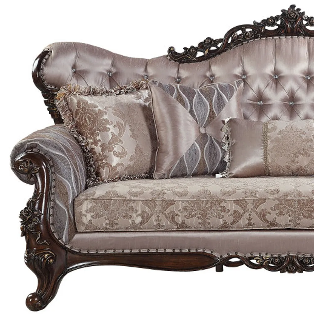 92 Champagne Imitation silk Sofa With Five Toss Pillows