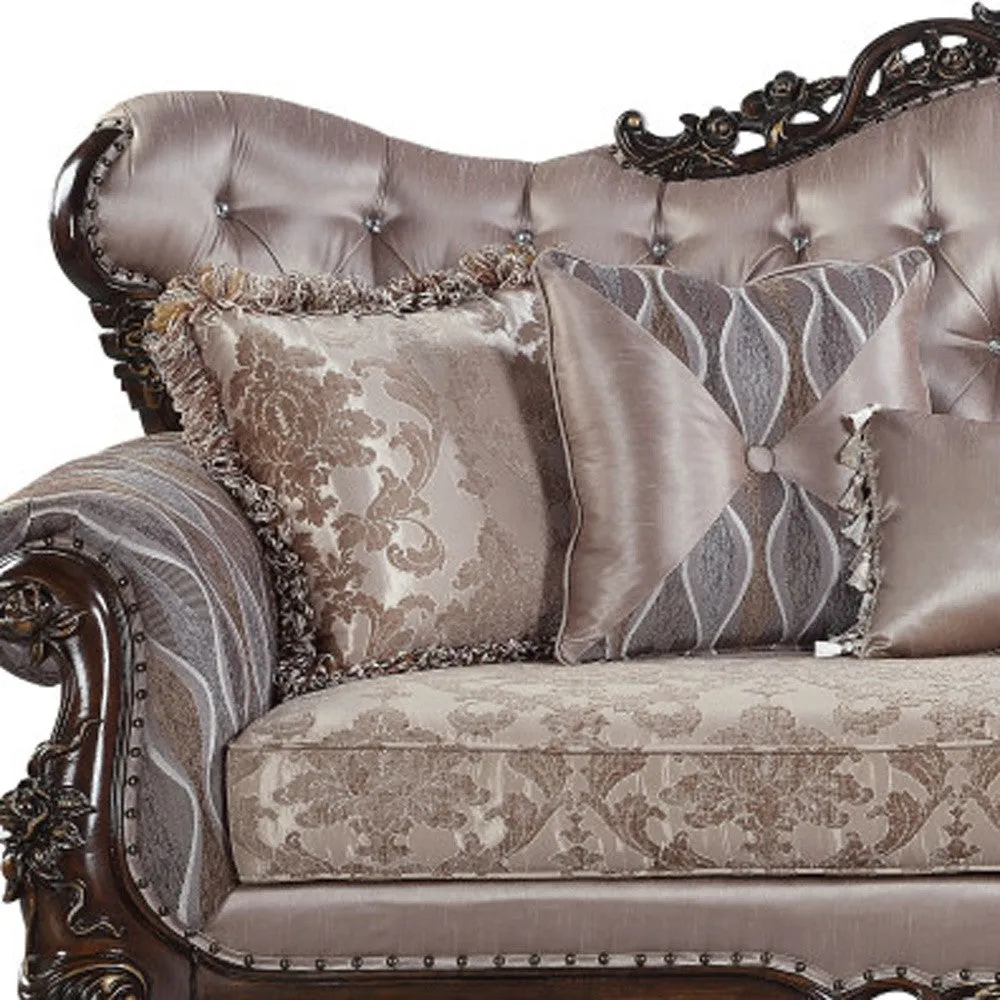 92 Champagne Imitation silk Sofa With Five Toss Pillows