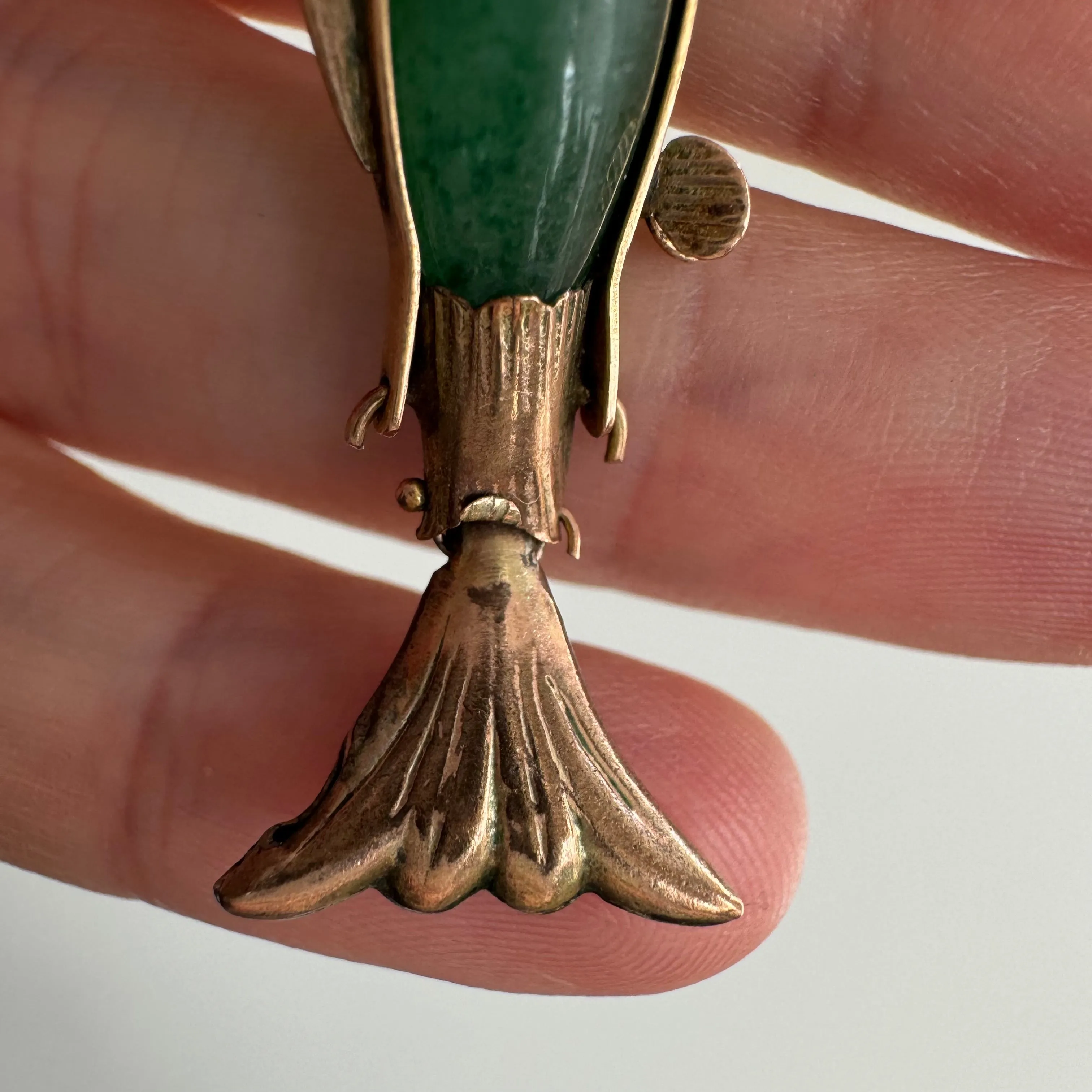 A N T I Q U E // lucky fish / 14k and aventurine antique articulated fish / a pendant