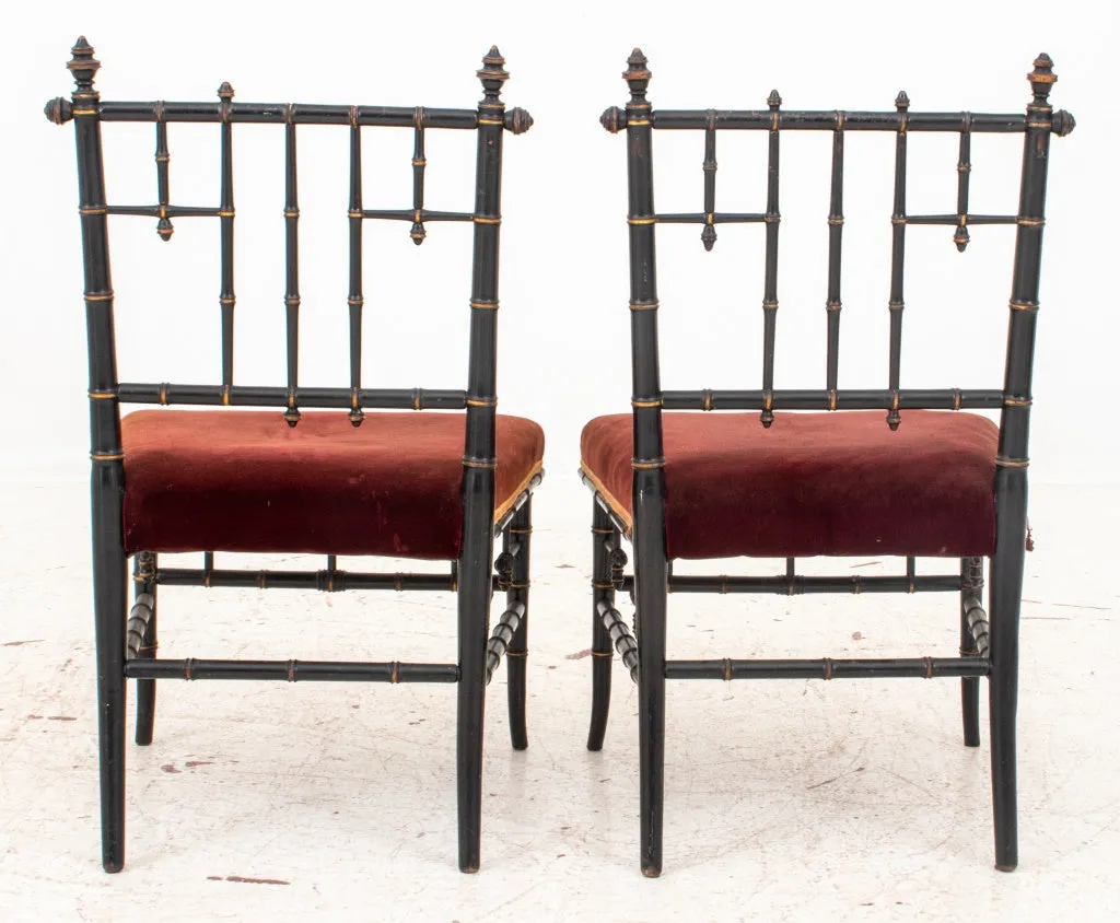 American Aesthetic Ebonized Bamboo Side Chairs, 2