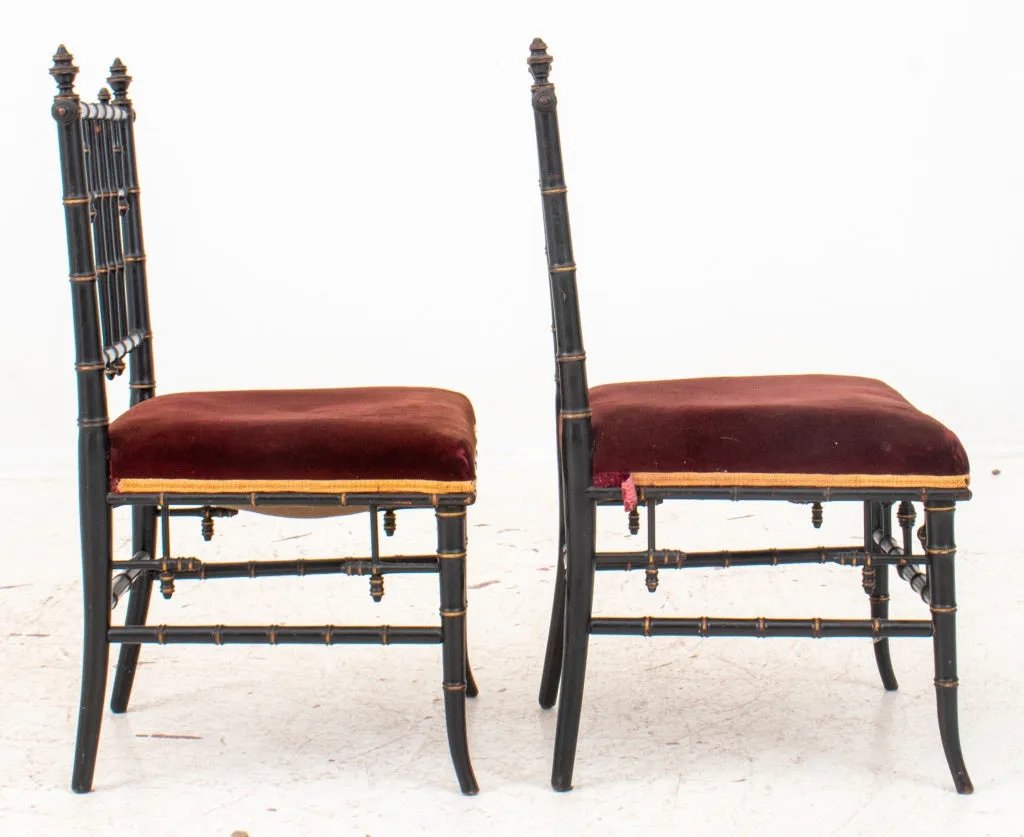 American Aesthetic Ebonized Bamboo Side Chairs, 2