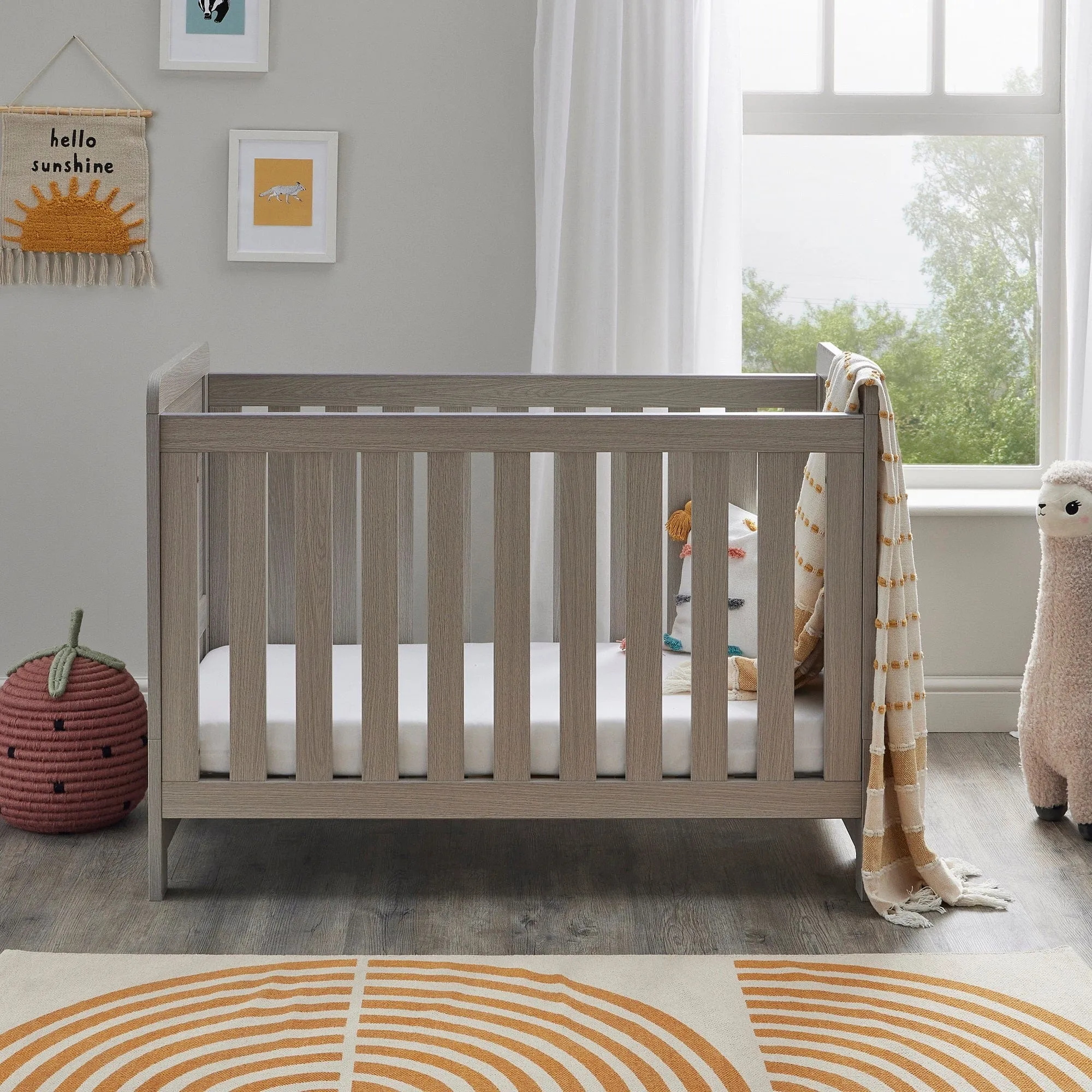 Babymore Caro Mini Cot Bed - Grey Wash