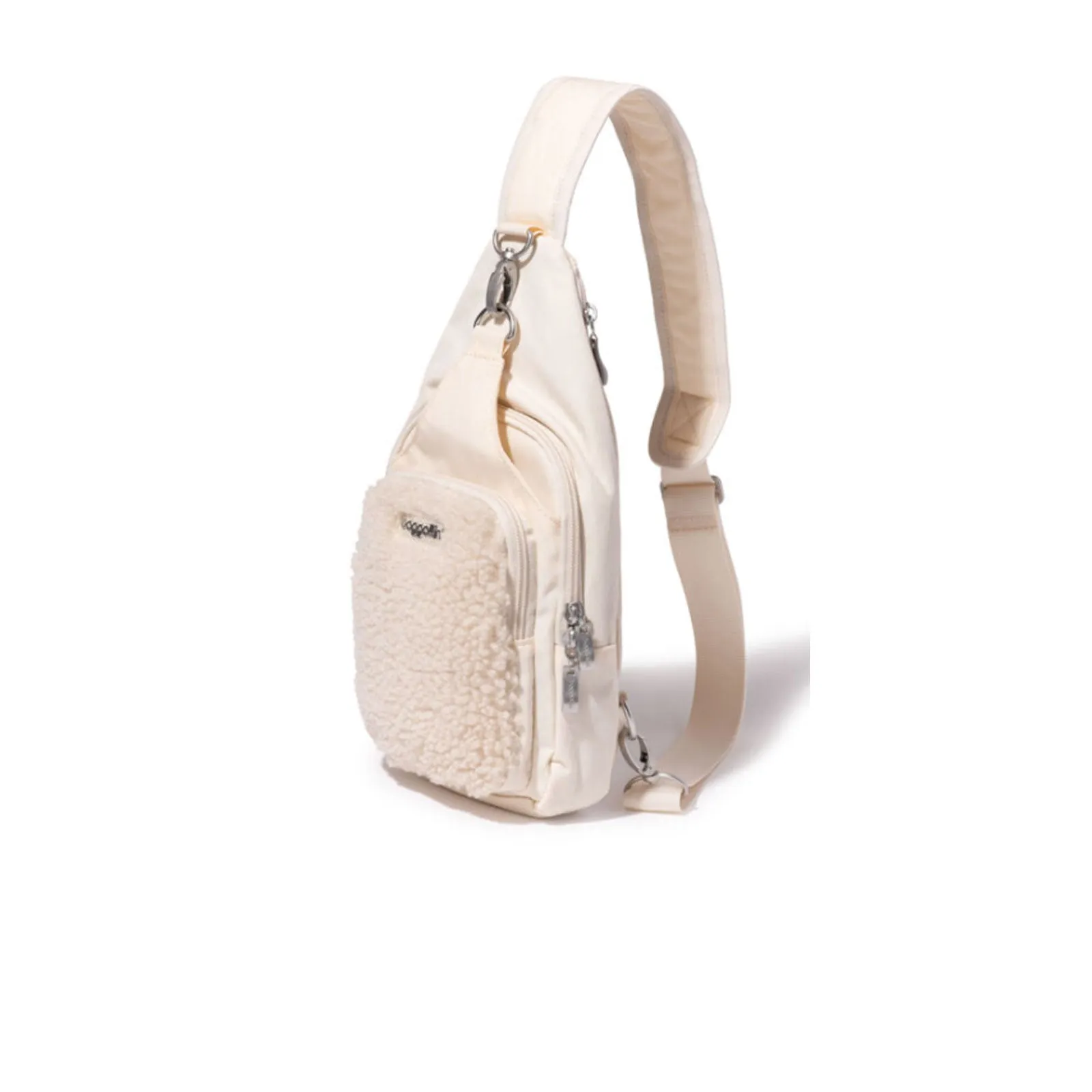 Central Park Sling Bag - Light Beige Faux Shearling