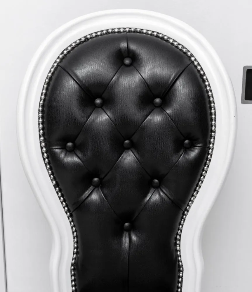 Baroque Revival Black & White Side Chairs, Pair