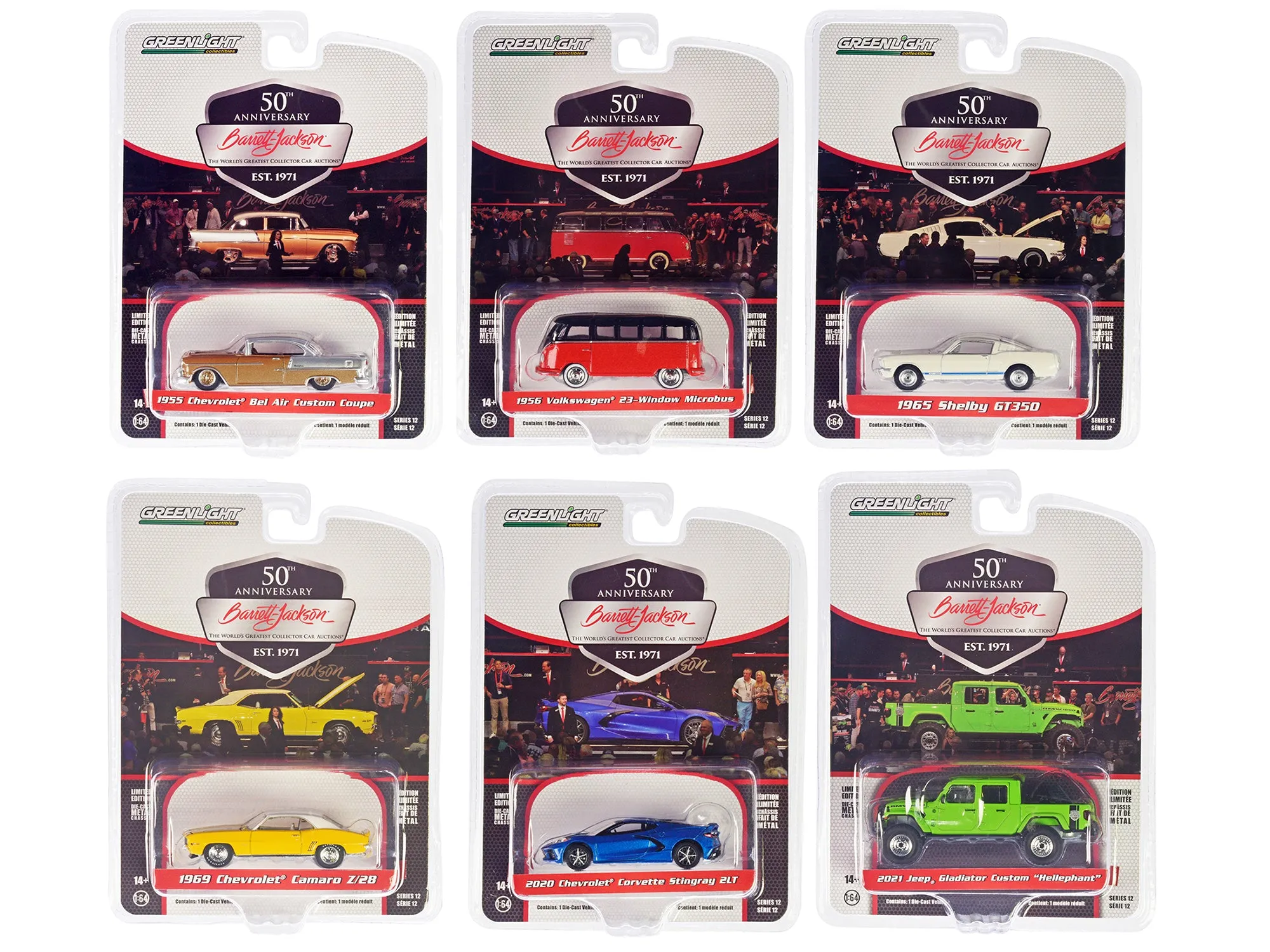 Barrett Jackson Scottsdale Edition Set of 6 Cars Series 12 1/64 Diecast Model Cars by Greenlight